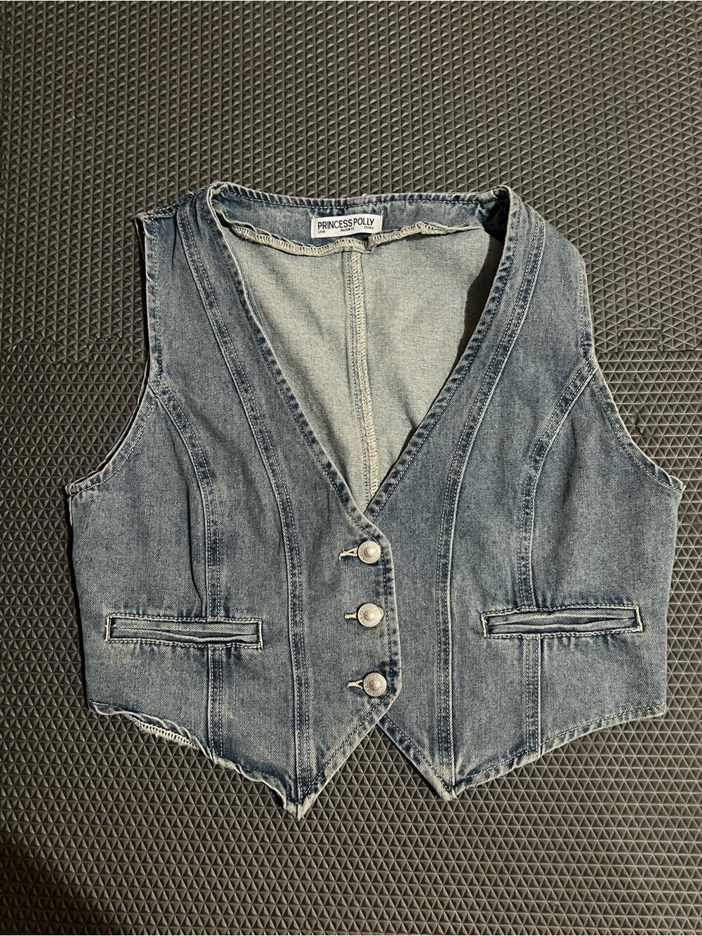 Princess Polly Denim Vest in Washed Blue
